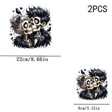 1/2/3 Stücke Gothic Totenkopf Paar Bügelaufnäher, Y2K schwarzer Rabe Herz DIY Transferfolie, geeignet für T-Shirts, Stofftaschen, Stoffkleidung Dekoration, langanhaltend und beständig, hochwertiger Stofftransfer Aufkleber, passt zu Feiertagsoutfits, saisonale Dekoration, geeignet für Feiertagskäufer und Bastelliebhaber - Mehrfarbig - Übersicht 12