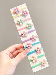 1 Set Girls Cute Floral Hair Scrunchies, Sweet Hair Accessories, Suitable For School And Daily Wear, Random Color - Multicolor - View 3