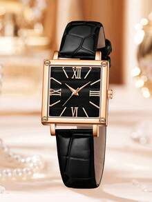 Ensemble de bijoux pour femmes 9 pièces comprenant montre à quartz, bracelet, collier, boucles d'oreilles et bague, design minimaliste décontracté à cadran barre, convient pour le port quotidien, la décoration de fête, la Saint-Valentin, la Fête des Mères, la saison des mariages, l'anniversaire et divers cadeaux de festival pour les amis et les mères - Multicolore - Voir 2