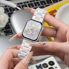 1 pieza Correa de reloj de moda para mujer de PC compatible con Apple Watch 38/40/41/42/44/45/46/49mm, correa de repuesto elegante para smartwatch compatible con Apple Watch Series 12 11 10 9 8 7 6 5 SE3 Ultra 4 3 2 1, SE y Ultra, accesorio de pulsera casual formal para uso diario, viajes al aire libre y fiestas, regalo para mujeres, amigas, familia y entusiastas de los relojes - Multicolor - Ver 12