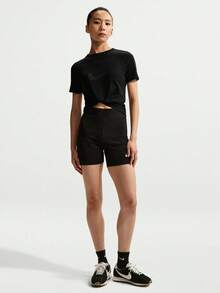 Nike Women's AS W NSW SS BURNOUT LOGO TOP Short Sleeve Knit Collarless T-Shirt TIO1517-010 - Black - View 6