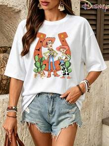 Official Disney Toy Story Woody & Jessie Western Tee, Soft Cotton Women's T-Shirt For Disney World Trip & Family Vacation Outfit - 白色 - 查看 1