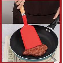 Espátula de silicona con mango de madera resistente al calor, espátula para tamagoyaki, espátula para filetes, espátula para pescado, espátula de cocina, espátula para sartenes antiadherentes, espátula para panqueques, utensilio de cocina - Ver 6