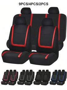 9pcs (5 Seats), 4pcs (2 Seats), 2pcs (1 Seat) Universal Car Seat Covers, U-Shaped Striped Patchwork Design, All Season Use, Easy To Clean, Fashion Interior Upgrade, Fit For General Cars, Effectively Protect Car Seats | Modern Seat Covers | Durable Seat Protection - Style a - View 13