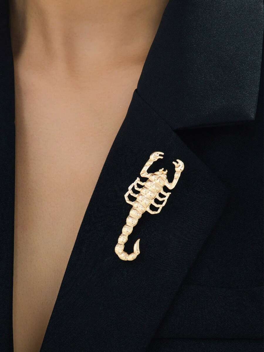 Personalized Fashion Geometric Snake & Scorpion Brooch Women's Jewelry Accessory For Vacation Party Gift - Gold - View 1