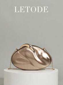 Unique Asymmetrical Shape Marble Pattern Women's Acrylic Clutch Bag Evening Wedding Handbag Acrylic Shell Box Bag Party Ball Spring Summer - Bronze - View 2
