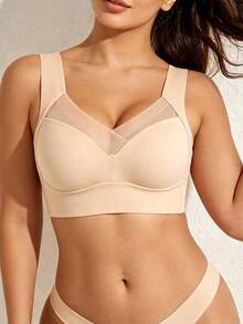 Conjunto de 3 piezas de sostén sin costuras y sin espalda para mujer, que incluye un sostén deportivo, un bustier sexy y un sostén de seda glacial, lencería - Negro+Azul+Albaricoque - Ver 4