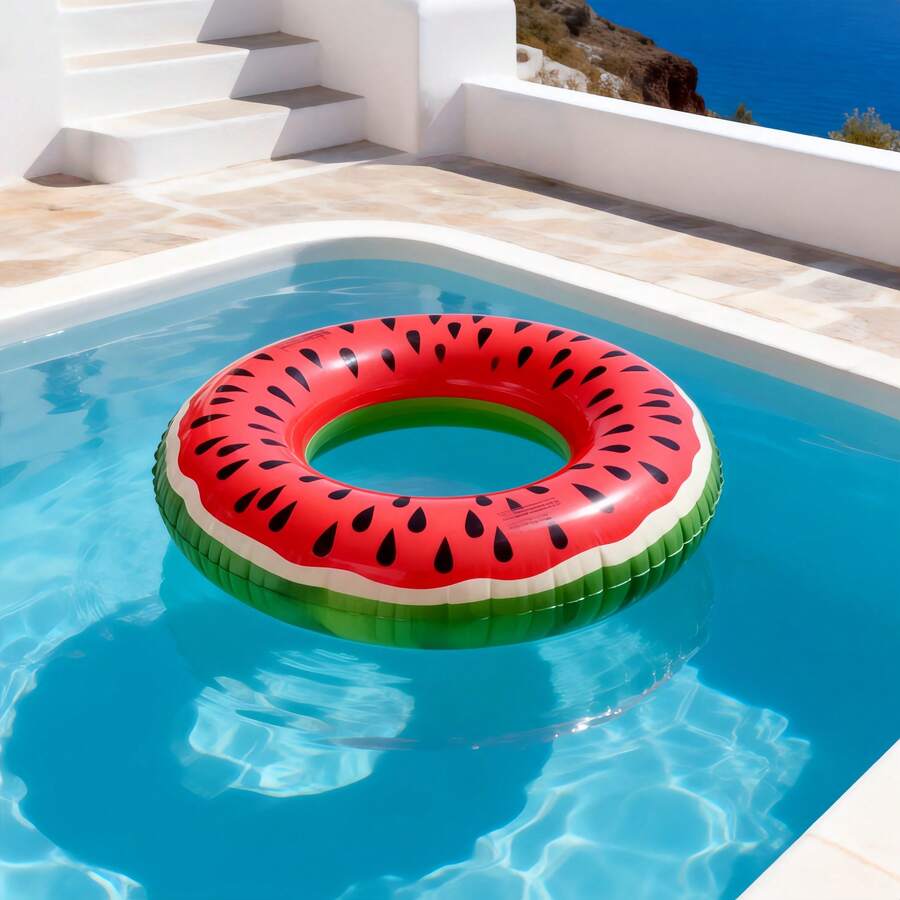 Adult Inflatable Swim Ring, Fruit Print Pool Float, Watermelon/Lemon/Lime/Orange/Kiwi/Dragon Fruit PVC Floating Ring - Watermelon Rings - View 1