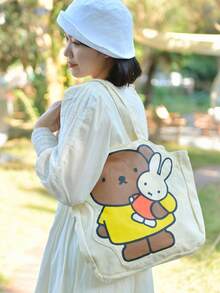 Tas Tote Kanvas Lucu Resmi MIFFY, Tas Bahu Pelajar Kapasitas Besar, Motif Kelinci, Gaya Minimalis Kasual, Cocok Untuk Sekolah/Kerja, Edisi Terbatas TK Ins Terlaris 2026 - View 6