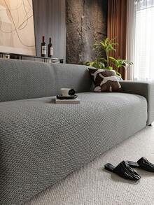 ZXZGM One-Piece Solid Color Jacquard High-Elasticity All-Purpose Sofa Cover, Modern Minimalist Style, Diagonal Woven Texture, Soft And Comfortable, Cat-Scratch-Resistant And Pet-Friendly, Non-Slip And Dustproof, Jacquard Texture Full-Coverage Design, All-Around Protection For Your Sofa, Suitable For All Seasons, Study, Bedroom, Living Room, And Outdoor L-Shaped Sofas (1-4 People). - Dark Grey - View 5