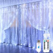 Luces de Cortina LED, 8 Modos de Iluminación, Con Control Remoto (Baterías No Incluidas). Luces de Decoración de Pared para Hogar, Dormitorio, Sala de Estar, Escenario - Alimentadas por USB, Decoración de Fondo para Fiesta de Cumpleaños, Apertura Escolar, Propuesta, Boda, Celebración, Luces de Hada, Decoración de Iluminación para Día de San Valentín, Halloween, Navidad, Luces de Hada de Cuento de Hadas, Luces de Cortina LED - Luces de cortina alimentadas por USB - Ver 20