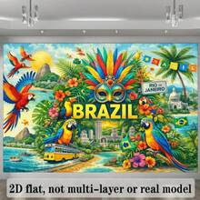 1pc Brazil Rio Carnival Theme Banner, Polyester Material, Suitable For Birthday, Brazil Festival Party, Sports Event Viewing Party, Indoor/Outdoor Decoration, Home Decor, Garden, Yard Decoration And General Theme - A - View 6