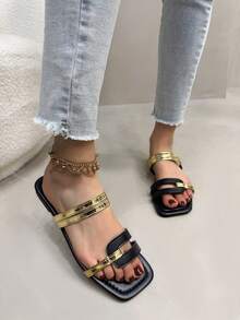 Women Flat Sandals - Gold - View 2