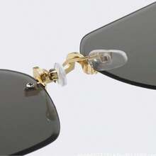 1對黑色超薄無框復古方框眼鏡，中性款，適合夏季海灘、開車、戶外旅行，可搭配帽衫、夾克、工裝褲、街頭穿搭、度假造型 - 737金灰 - 查看 3