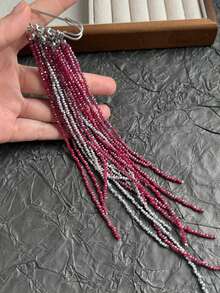 Exaggerated French Luxury Style Rice Bead Beaded Design Exquisite Women's Brooch, Multi-Use Shoulder Chain, Daily, Banquet, Party Accessory, Suitable For All Seasons - Black and Red - View 3