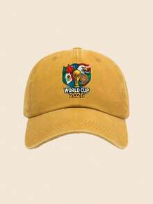 1pc 2026 World Cup US-Canada-Mexico Cartoon Washed Print Baseball Cap For Women, Baseball Cap For Outdoor Sun Protection For Men - Trophy - View 12