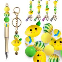 33pcs Silicone Beads With Four Seasons Fruit Elements, Red And Yellow Apple Strawberry Lemon Cherry Elements, Beads Accessories For Enthusiasts To Make Earrings Necklaces Bags Chains Beaded Pens Phone Chains Beaded Makeup Brushes And Other DIY Sets, Fruit Season Suitable For Holiday Gifts Birthday Gifts - Seasonal Fruit Elements - View 11
