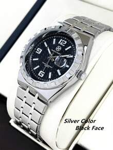 Pablo Raez 1pc Men's High-Quality Watch Accessory Classic Vintage Honeycomb Shape Wristwatch Premium New Luxury Silver Men's Fashion Watch Stainless Steel Non-Fading Strap 50m Waterproof Minimalist Brand Original 50m Waterproof Watch Men's Casual Fashion Quartz Watch Luminous Hands Arabic Numeral Dial Charming White Blue Black High-End Business Wristwatch Suitable For Daily Work Life Vacation Wear Teacher Father Or Male Friend Gift Birthday Graduation Wedding Gift - Silver - View 13