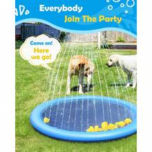 Dog Splash Pad, Large Dog Swimming Pool, Summer Outdoor Pet Water Play Mat, Non-Slip Durable Dog Water Fountain And Cooling Pad, Tear-Resistant Heavy Duty Summer Outdoor Water Fountain, Suitable For Giant Dog Breeds - Blue - View 2