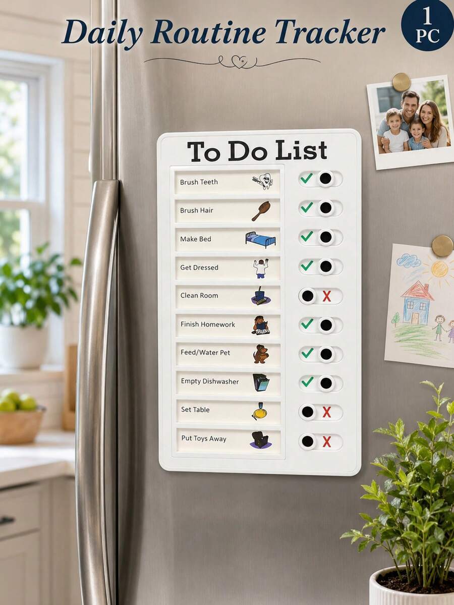 12/1pc Daily Planner Board, Sliding Task Tracker For Daily Routine Management, Responsibility Chore Chart With Sliding Knobs, Portable Daily Checklist For Home, Office And Travel, Visual Schedule Board For ADHD And Autism Support, "Complete One, Slide One" Task Tracker To Improve Productivity, Back To School Supplies, 2025/2026 Planner, Classroom Teacher Supplies, Desk Decor, School, Stationery, Back To School Essentials