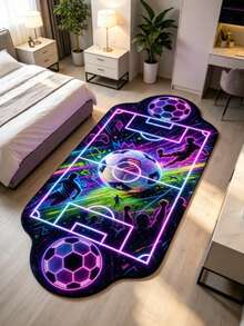 1pc Neon Football Field Shaped Rug, Decorative Carpet, Bedroom Decor, Floor Mat, Carpet, Home Decor, Living Room Rug, Living Room Small Rug, Bedroom Carpet, Living Room Home Decor, Outdoor Carpet, Washable Carpet - Multicolor 8 - View 6