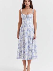 Strappy Dress With French Slit For Summer Vacation 2026 - 藍色 - 查看 4