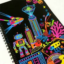 Rainbow Scratch Art Notebook Set, Black Scratch Art Supplies With Writing Pen, Creative Painting Set, Art Painting, Suitable For School Projects And Holiday Gifts, Durable Paper Material - RAINBOW SCRATCH PAPER NOTE-a - View 9
