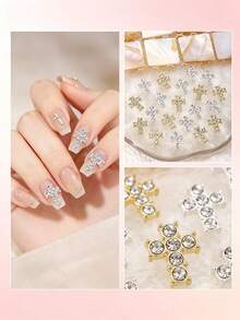 10 pièces/20 pièces Décoration d'ongles style punk en alliage de croix, accessoires de gemmes d'ongles 3D brillantes de style européen et américain, décoration d'ongles faux strass Y2K, accessoires de décoration DIY multifonctionnels, fournitures d'art d'ongles d'été, breloques d'ongles - Multicolore - Voir 4
