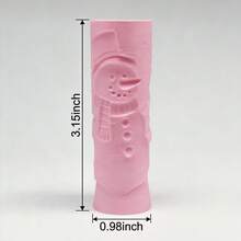 PLA Pine Forest Snowman Pattern Clay Relief Texture Roller, DIY Pottery Craft Rolling Pin Tool For Polymer Clay, Ceramic, And Embossing – Whimsical Winter Woodland Design For Evergreen Artistic Creations - Pine Forest Snowman Pink - View 4