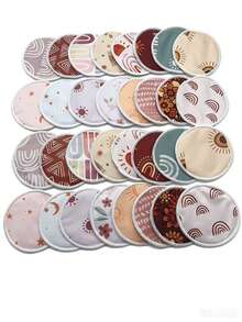 10Pcs Boho Floral Sun Moon Print Reusable Nursing Pads Washable Absorbent Leakproof Bamboo Breastfeeding Breast Pads Reusable Breast Milk Pads - Multicolor - View 2