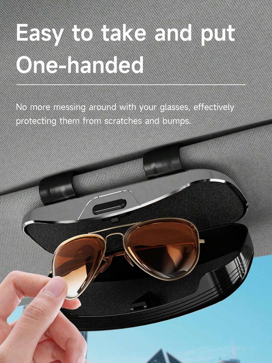 Car Sun Visor Glasses Storage Box, Durable Scratch-Resistant Fashion Glasses Organizer, Practical Car Interior Accessory, Thoughtful Gift Choice For Daily Drivers And Commuters - 1pc - View 1