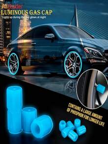 Car Glow-In-The-Dark Valve Caps - Neon Green Tire Decoration, Non-Slip Grip, Suitable For Cars, Motorcycles, Bicycles - Night Riding Safety Accessory, Enhanced Visibility And Style, Motorcycle Personalization, Eye-Catching Design, Durable Construction, Bicycle Commuters - A - View 2