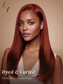 ARABELLA Reddish Brown 6x5 Lace Front Straight Hair Wig, 100% Virgin Human Hair, Pre-Plucked Pre-Cut Natural Hairline, Pre-Bleached Knots, Middle Part, 180% Density, 20 Inch, Suitable For Women's Vacation, Travel And Holiday - S33 - View 3