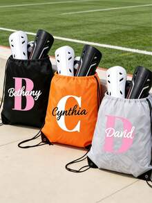 1pc Personalized Drawstring Sports Backpack With Lightweight Drawstring Bag - Can Be Printed With Your Name And Initials, Unique And Personalized - Multicolor - View 5