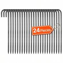 16-Inch 24 Pack Rebar Stakes Heavy Duty J Hook Galvanized Steel Ground Anchors-XY493642 - Default - View 1