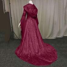 Disfraz de cosplay para mujer, estilo medieval retro, vestido de novia con capucha y corsé de 8 colores para cosplay y Halloween. - Negro - Ver 4