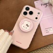 GUCADI Polka Dot Cute Pink Rabbit Mirror Stand Phone Case, Compatible With Apple 17, 15 Soft Shell, Suitable For 16 Pro Max, 12, 13, High Aesthetic, Spring Girl Style, Creative, Geometric, Artistic, Minimalist, Fresh, Niche, Style - Pink - View 8