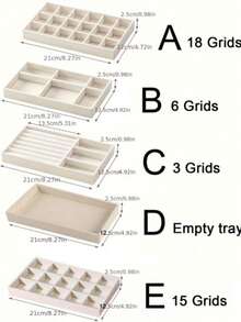 5/1 pieza Bandeja para joyas, Caja de almacenamiento de joyas apilable elegante, Soporte multifuncional para anillos - Beis - Ver 2
