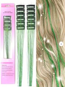 12pcs Glittery Metallic Ribbon Hair Clips Wig Pieces Shiny Hairband Hair Accessories Party Focal Point Delicate Eye-Catching Beautiful Hair Accessory Gift - Multicolor - View 19