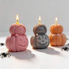 Jack-O-Lanterns Halloween Silicone Mold Stacked Pumpkin Candle Mold Ghost Skeleton Resin Plaster Mould For Halloween Decor - SZ842 - View 7