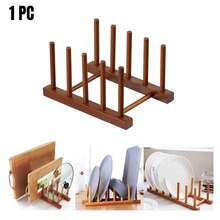 Bamboo Wooden Dish Drying Rack, Vertical 6 Pot Lid Plate Organizer Holder For Cabinet Space Saver, Cutting Board Rack Stand, Kitchen Cabinet Organizer, Baking Pan Drainer, Detachable Book Storage Holder For Office Home Organization And Display - Multicolor - View 20