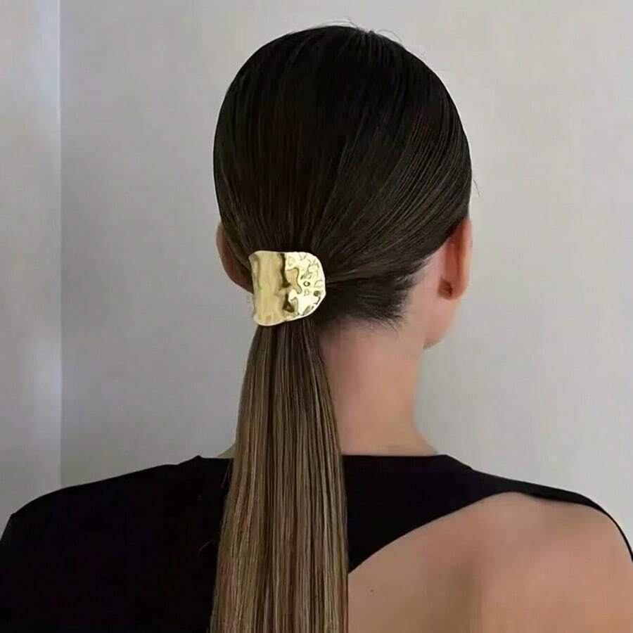 Wavy Cloud Metallic Textured Lava Hair Tie Low Ponytail Clip Back Head Bun Alloy Hair Accessory Hair Rope For Women Elastics Rubber Bands - Cloud Metal Hairband - View 1