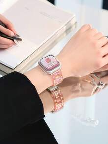 1 pieza Correa de reloj de moda para mujer de PC compatible con Apple Watch 38/40/41/42/44/45/46/49mm, correa de repuesto elegante para smartwatch compatible con Apple Watch Series 12 11 10 9 8 7 6 5 SE3 Ultra 4 3 2 1, SE y Ultra, accesorio de pulsera casual formal para uso diario, viajes al aire libre y fiestas, regalo para mujeres, amigas, familia y entusiastas de los relojes - Multicolor - Ver 5