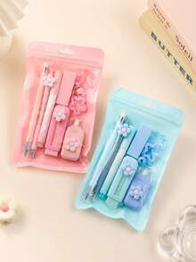 Set de papelería floral minimalista multifuncional de 7 piezas - Accesorios para el cabello para volver a la escuela - Multicolor - Ver 2