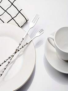 1PC/4PCS Stainless Steel 304 Long Handle Spoon Cocktail Stirring Rod Cocktail Mixing Spoon Ice Spoon Coffee Milk Tea Stirring Rod - Silver - View 4