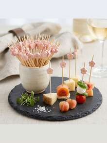 1 Pack Floral Cocktail Skewers, 4.72 Inch Handmade Pink Floral Bamboo Sticks, Decorative Food Picks, Suitable For Cocktails, Fruit, Cold Cuts - Multicolor - View 6