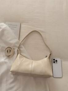 Tas Selempang PU Dekorasi Stud BEIKAMU Fashion, Tali Bahu yang Dapat Diatur, Penutup Resleting, Tas Bahu Serbaguna, Tas Hobo, Cocok untuk Kuliah, Bepergian, Belanja, Jalan-jalan, dan Penggunaan Sehari-hari - Putih - View 7