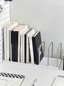 1 Pack Vertical Desktop Bookend Organizer, Modern Minimalist Desk Storage Rack, Multi-Functional Holder For Books, Mails, Documents, Stationery And Cosmetics, Practical Desktop Storage Accessory For Students - Multicolor - View 4