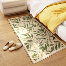 1pc Fresh Mori Style Decorative Carpet, Faux Cashmere Rug, Beige Base With Green Branch & Leaf Design, Plush Long Strip Rug For Bedroom Bedside, Natural Minimalist Beige Background With Green Leaves, Living Room Sofa Area Rug, Healing Wabi-Sabi Artistic Branch & Leaf Design For Entryway Doorway Balcony Decor, Non-Slip Home Decorative Carpet - Multicolor - View 17