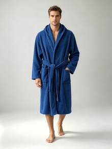 Hooded Pineapple Bathrobe - Dark Blue